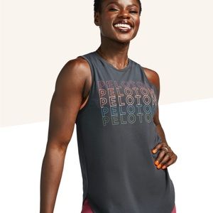 Peloton Pima Scoop Muscle Tank Medium Blue Grey